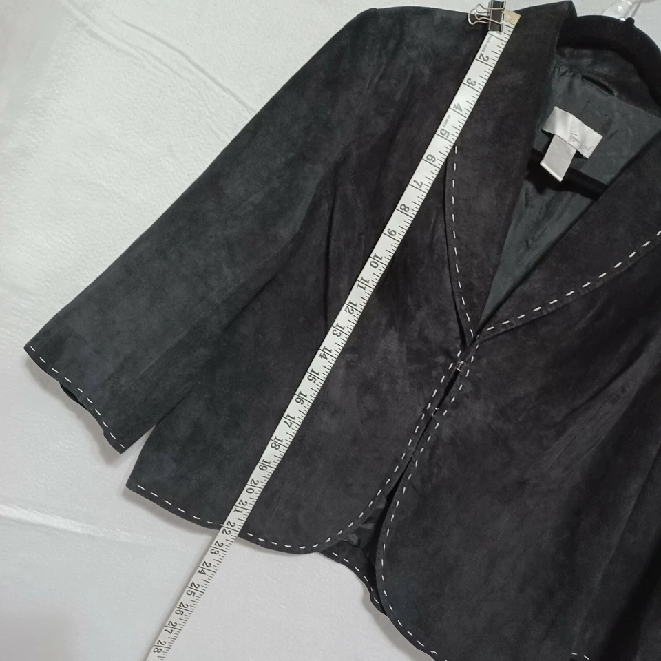 Chaqueta de gamuza negra Spiegel para mujer punto en contraste talla 14 Foto 3 de 4