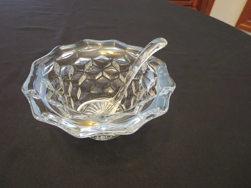 Fostoria American Hex Footed Mayonnaise Bowl & Ladle