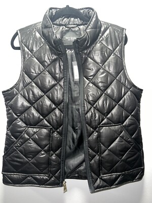 Kate Spade New York Black Puffer Vest Quilted Lightweight Layering  Sz L 469