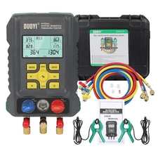 Digital Manifold Gauge Set Pressure Temperature Tester HVAC Refrigeration Kit