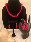 Beautiful Red Coral Necklace w Matching Bracelet and  Earrings Set NEW — photo 5