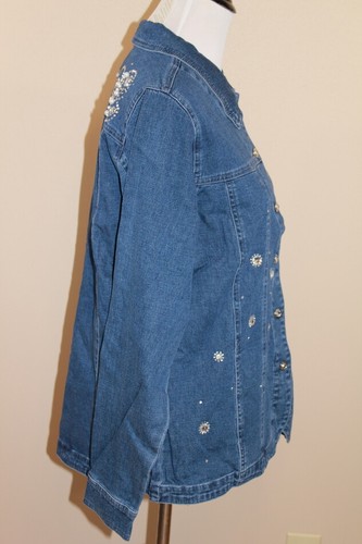 NWOT Woman Quacker Factory Denim Blue Butterfly Design Button Down Jacket M (416 - Picture 6 of 9