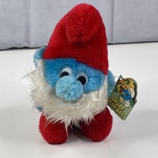 Papa Smurf Bean Bag Plush 8  Peyo 1983 Wallace Berrie Orig Tag EUC