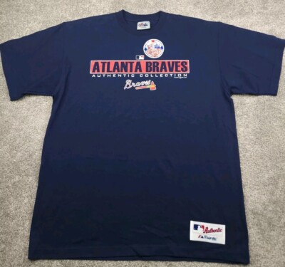 Vintage Atlanta Braves T Shirt Mens Large Blue 2000 Y2K Graphic Print Logo
