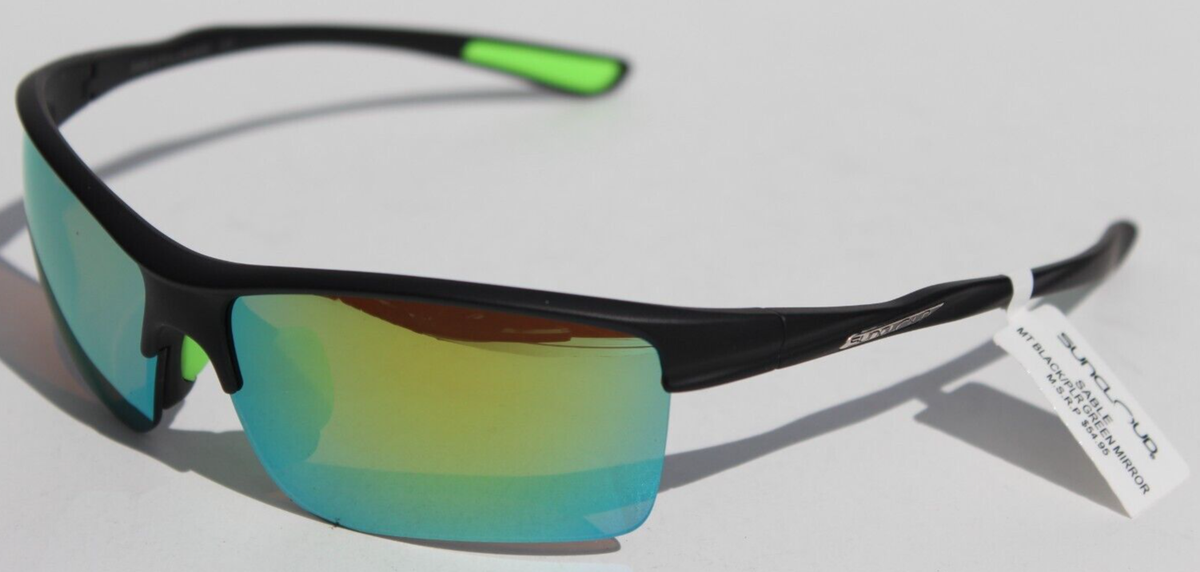 SUNCLOUD Sable POLARIZED Sunglasses Black/Green Mirror NEW Smith