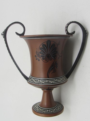 Vintage Brown Urn of Gods Two Handed Vase #277 Hand Made Greece - Bild 3 von 9