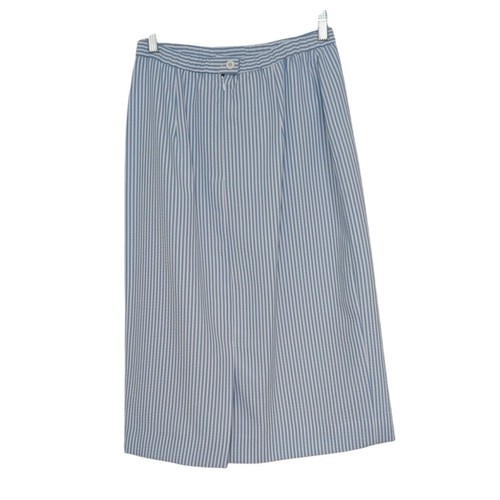 NEW Henry Lee Seersucker Midi Skirt Womens Size 10 Blue Stripe Vintage Straight - Picture 7 of 11