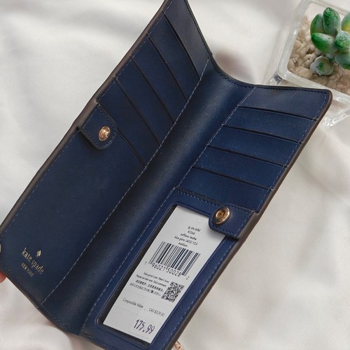 NEW Kate Spade Madison Large Slim Bifold Wallet Blue Glow KI366 $179 - Picture 3 of 3