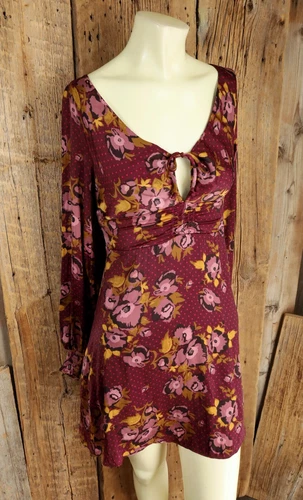 Free People Floral Pattern Long Sleeve Dress Size 4