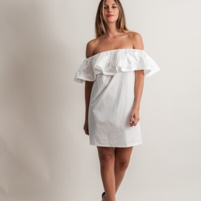 beulah mini dress Beulah Belted Mini Dress - Ivory
