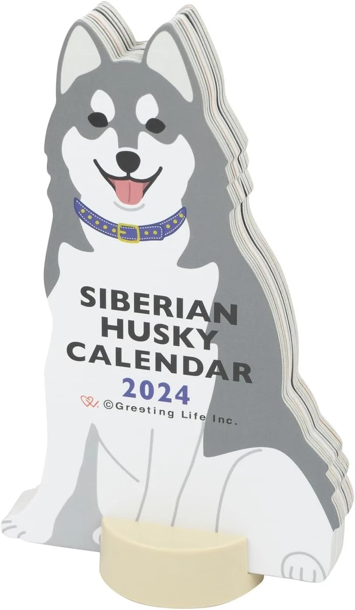 2024 DeskTop Calendar Greeting Life Animal Die Cut Siberian Husky C-1552-ET  | eBay