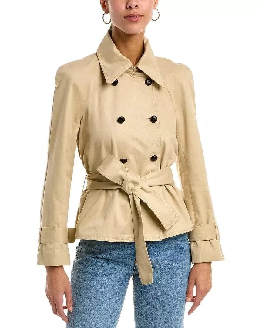 NWT Ba Sh Women s Beige Baila Trench Belted Short Outerwear Coat
