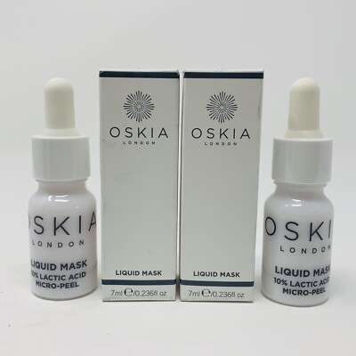 2x OSKIA liquid mask 10% lactic acid micro-peel travel Size 7 ml Each NIB
