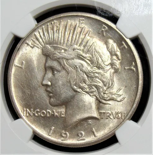 1921 $1 Peace Dollar High Relief UNC Details Improperly Cleaned NGC.