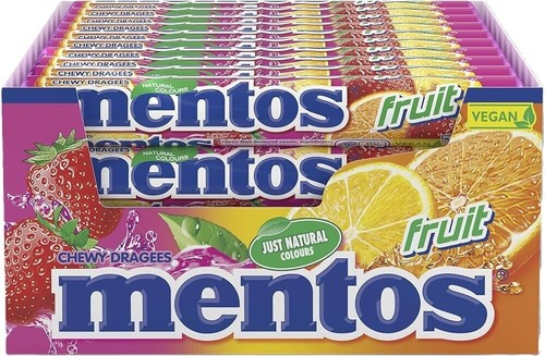 16 X Mentos fruit 3 rolls vegan 3x38g (C-17)