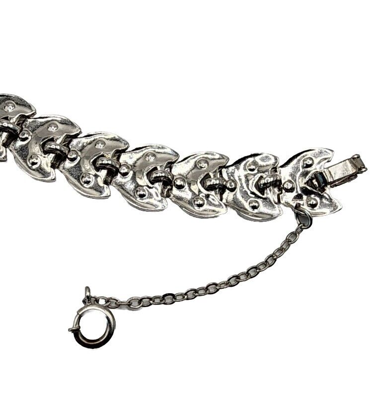 Art Deco Rhinestone Silver Tone Choker Bracelet S… - image 10