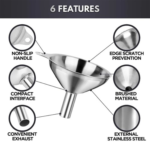 Stainless Steel Funnels Set S M L - Kitchen Liquid Oil Wine Bottle UK Utility - Picture 5 of 8