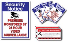 Warning Video Surveillance Security Warning Decal Sticker Sign GPS Vehicle Theft