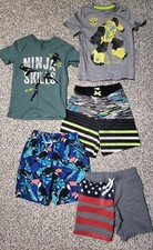 Boys Summer Clothing Haul, Size 6 - 2 T-shirts, 2 Swim Trunks, 1 Pair Of Shorts