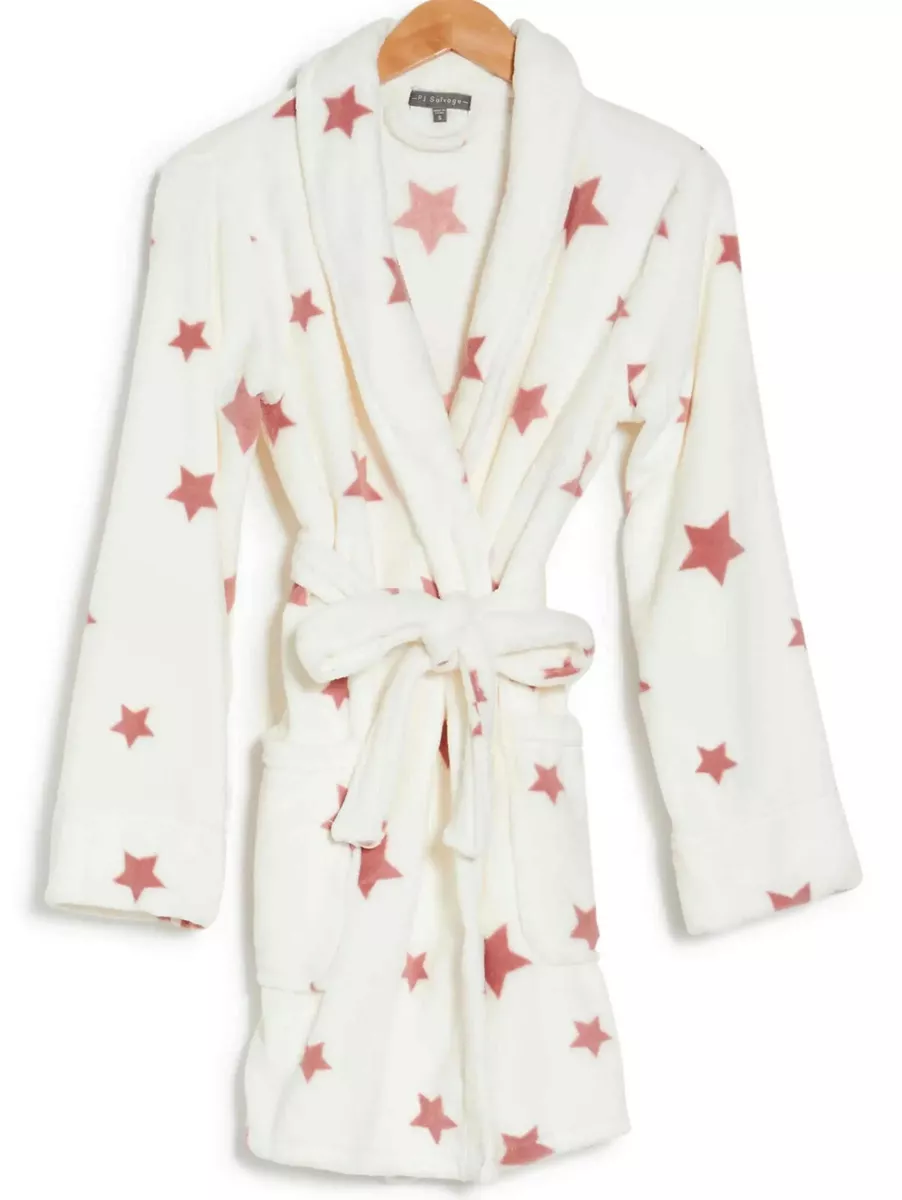 Nwt PJ Salvage Super Soft Stars Fleece Belted Cozy Plush Robe With