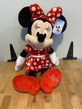 DISNEY Minnie Mouse Plush 2016 Red White Polka Dot Dress 20" Tall Excellent