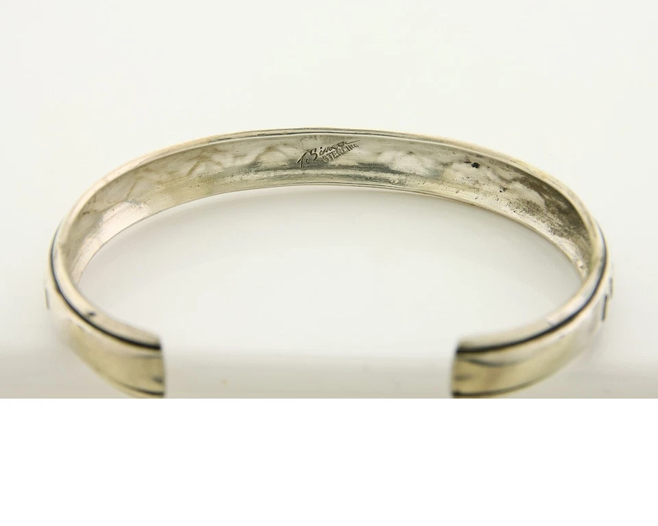 Pulsera Navajo Plata 925 Hecha a Mano Brazalete Artista Firmado Tommy Singer Años 80 Foto 4 de 4