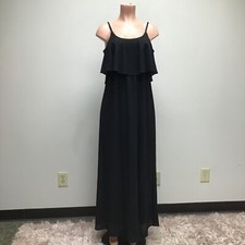 Show Me Your Mumu Womens Black Ruffle Maxi Dress Sleeveless Bridesmaid Small