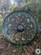 Viking Shield 24" Medieval Wooden Carving Round Celtic Battle Ornament Shield