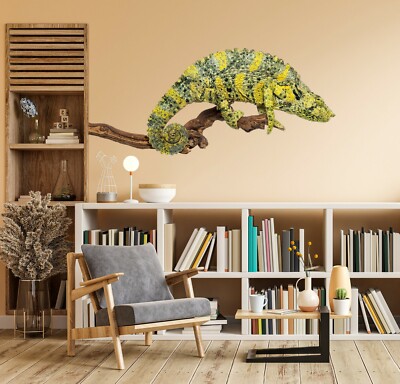 3D Yellow Chameleon G244 Animal Wallpaper Mural Poster Wall Stickers Decal Honey