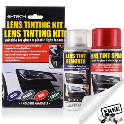 E-Tech Red Lens Tint Tinting Spray Kit For Car Glass Plastic Light Lamp+CP