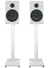 Pair Rockville RockShelf 54W White 5.25" Home Bookshelf Speakers w/29" Stands