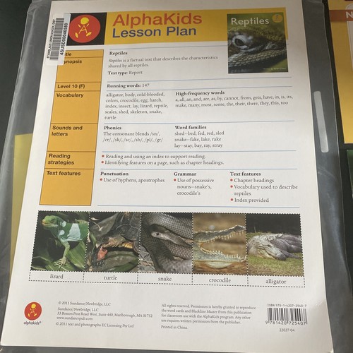 Sundance Alphakids Homeschool Unit Study Reptiles 1st Grade - Picture 2 of 10