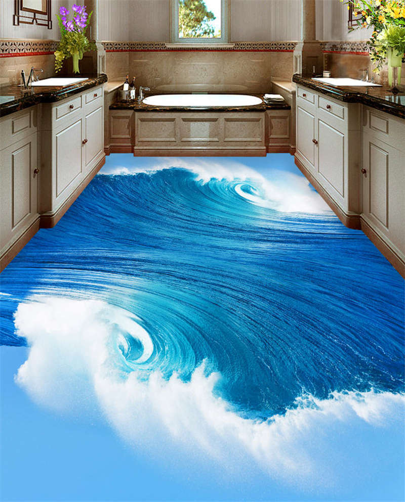 Huge Weiß Waves 3D Floor Mural Photo Flooring Wallpaper Home Print Decoration Huge Weiß Waves 3D Floor Mural Photo Flooring Wallpaper Home Print Decoration