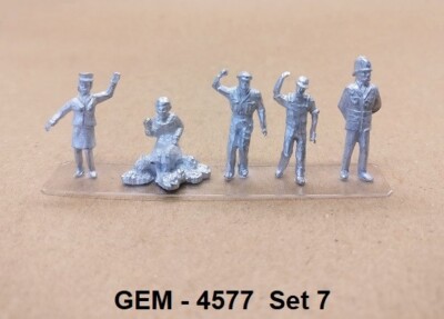 00/4MM / 1:76 GEM MODELS 4577 WHITE METAL FIGURES, STATION SET 7. ''UNBEMALT''