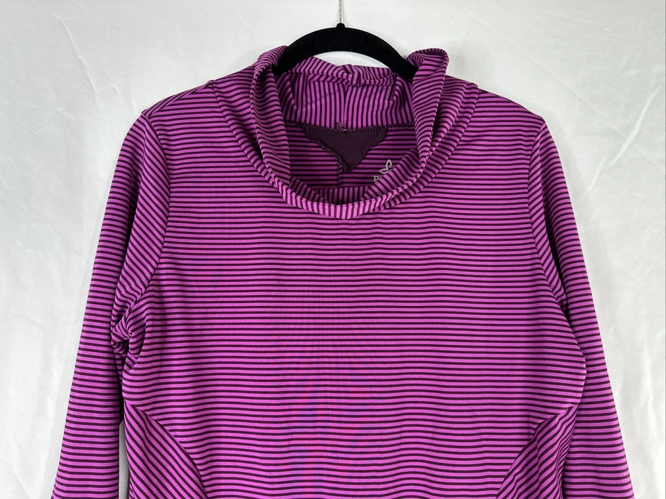Прана насмешливый шеи свитер женщин размер M фиолетовый черный в полоску длинным рукавом Athletic - Изображение 2 из 4