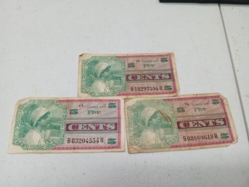 Lot de 3 USA 5 cents cinq 5C certificat de paiement militaire MPC série 661 note  - Photo 1/2