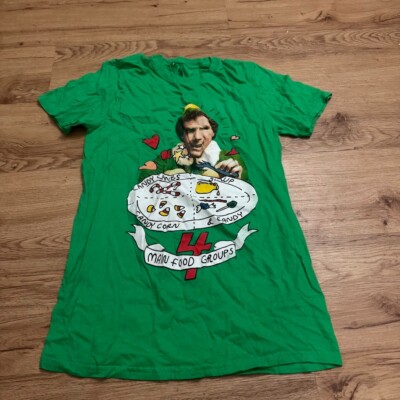 Elf 4 Food Groups Tee Elf Movie Buddy Will Ferrell Tshirt Green Womens Large