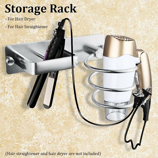Aluminum Straightener Stand Holder Hair Dryer Rack Organizer Bathroom