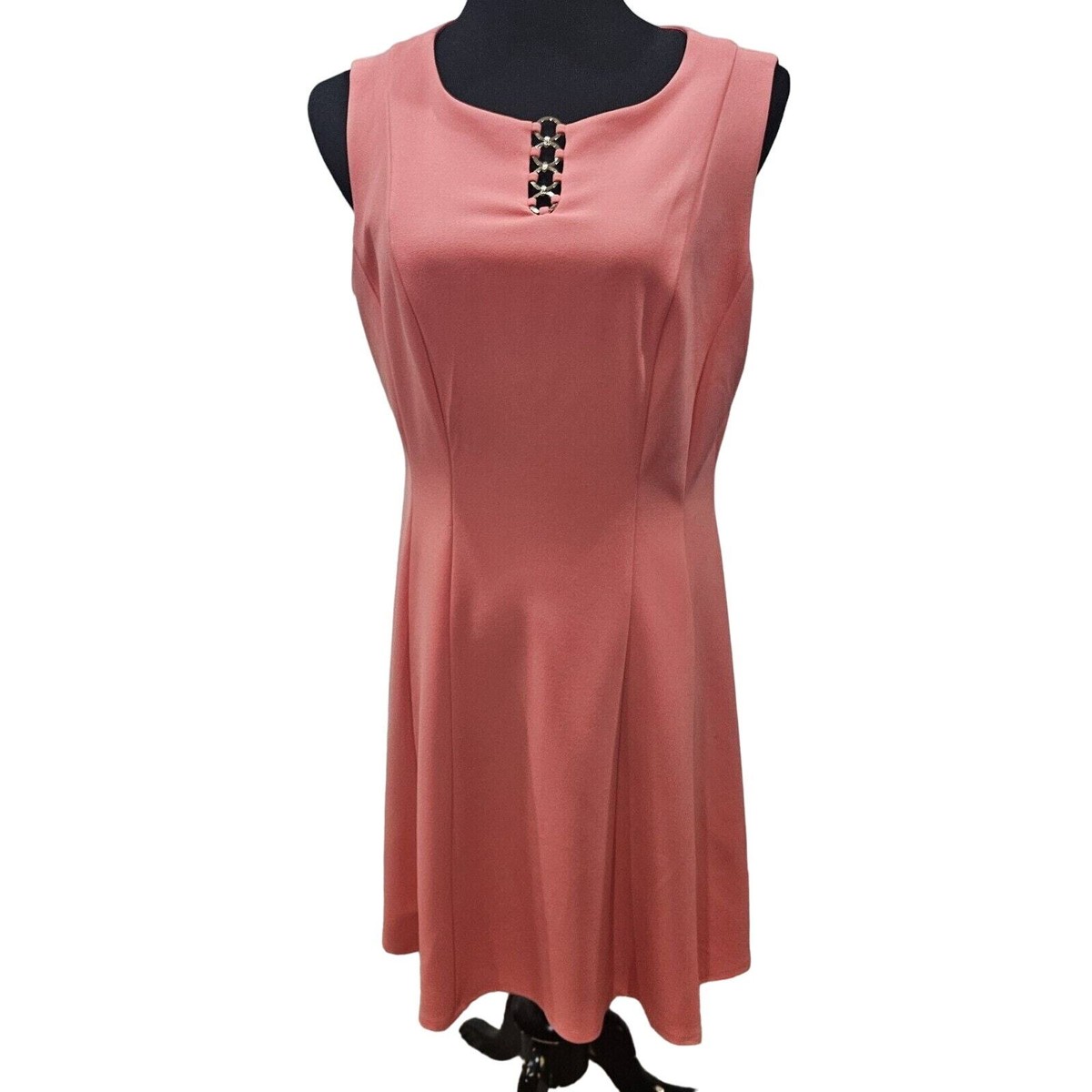 Alyx Pink Gold Jewels Fit & Flare Dress Size 14P Flowy Formal Party Careerwear Alyx Pink Gold Jewels Fit & Flare Dress Size 14P Flowy Formal Party Careerwear