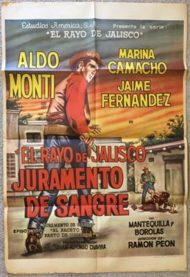 Aldo Monti JURAMENTO DE SANGRE 1962 27x37 Org Mexican Movie Poster 1100