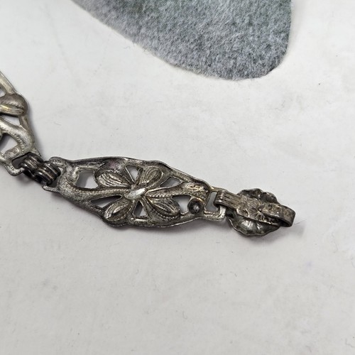 Vintage oxidiertes Sterling Silber 925 Floral Panel Kette Gliederarmband - Bild 8 von 15