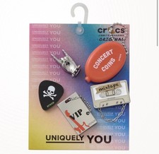 ROCK N ROLL BAND VIBES 5 PACK CROCS ORIGINAL JIBBITZ CHARMS BRAND NEW METAL