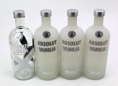 Set of 4 - Absolut Vanilla Vanilla  Vodka Bottles - Empty Spirit Bottles - 750ml