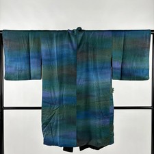 S Japanese Silk Coat Teal Color Length 98.5cm Sleeve Length 63cm Used