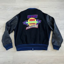 Vintage 90s HBO Planet Cinemax Cast and Crew Letterman Wool Leather Jacket Large