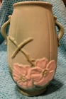 Weller Pottery 1930s Double Handled Wild Rose Dogwood Vase Sea Foam Green 11" Ex