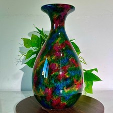 11.28LB  Colorful Jade Flower Vase Collection Decoration Treatment Stone