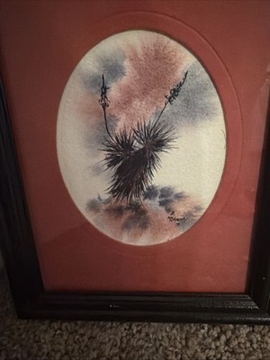 Framed Yucca Plant Watercolor painting Sigrid Mishoe Southwest Desert