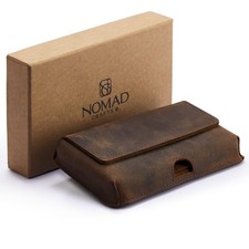 Genuine Leather Horizontal Phone Holster for Men, Cell Brown