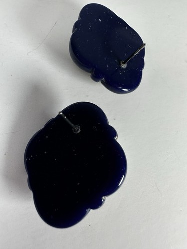 Vintage Earrings Avon Plastic Moghul Red Blue Chunky Puffy - Picture 4 of 5